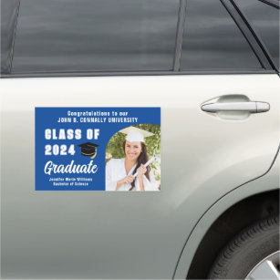 Blue Congratulations Graduate Photo Class of 2024 Car Magnet
