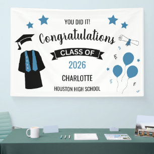 Blue Congratulations Graduation Banner
