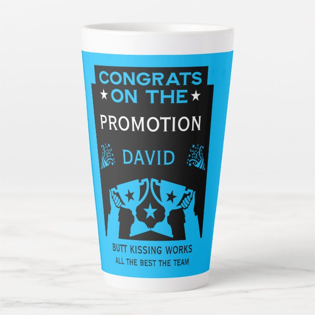 Blue Congratulations On The Job Promotion Latte Mug (Front)