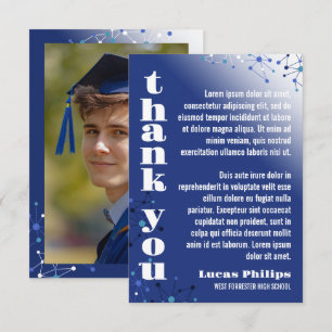 Blue Connections Photo Graduation Thank You Card