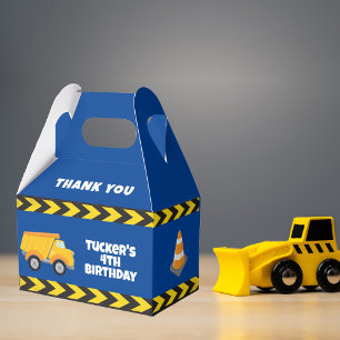 Blue Construction Dump Truck Boys Birthday Party Favor Box