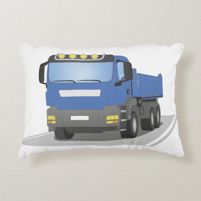 blue construction sites trucks accent pillow (Front)