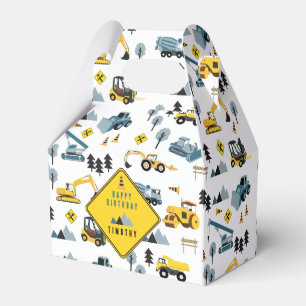Blue Construction Trucks & Site Theme Birthday Favor Box