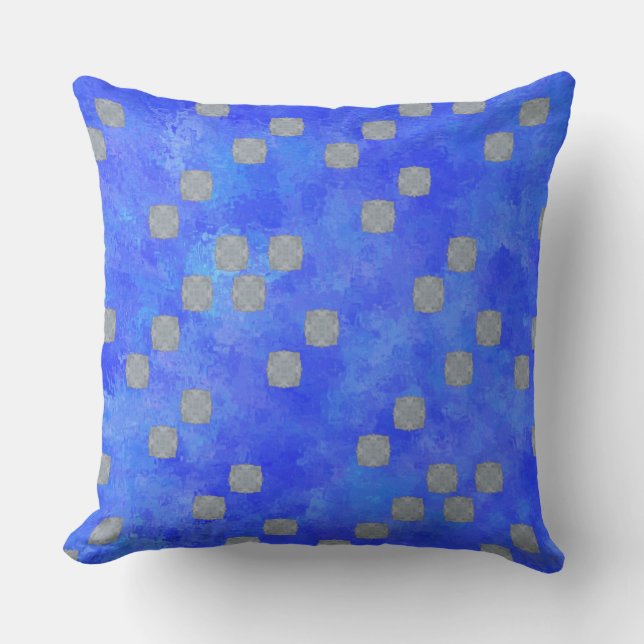 Blue Contemporary Polka Dots Pattern Outdoor Pillow (Front)