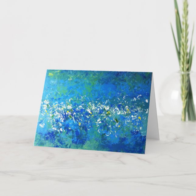 Blue Contemporary Underwater Greeting, Blank Card (Front)