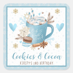 Blue Cookies and Cocoa 2nd Birthday Square Sticker