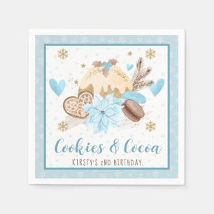 Blue Cookies & Cocoa 2nd Birthday Party Napkins
