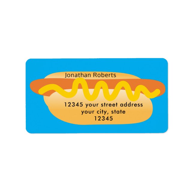 Blue Cool Funny Hot Dog Novelty Return Address Label (Front)