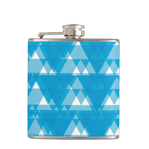 Blue, cool, modern, trendy overlapped triangles hip flask
