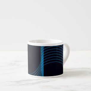 Blue, cool, modern, trendy, simple curvy lines espresso cup