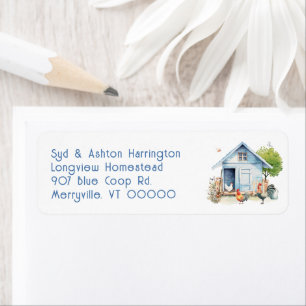 Blue Coop Chickens Return Address Labels