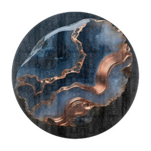 Blue Copper Banded Agate Gemstone Close Up Cutting Board