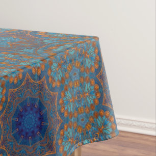 Blue Copper Graphic Circle Indian Style Pattern Tablecloth