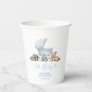 Blue Coquette Baby Carriage Baby Shower Paper Cups