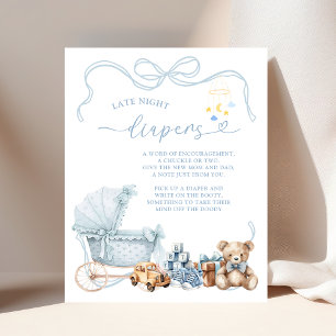 Blue Coquette Baby Carriage Late Diapers Poster