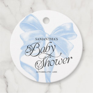 Blue Coquette Bow Baby Shower Favour Tags