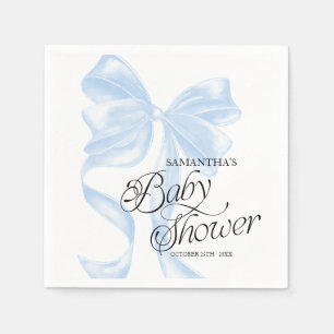 Blue Coquette Bow Baby Shower Party Napkins
