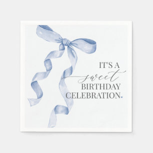 Blue Coquette Bow Birthday Party DecorPaper Napkin