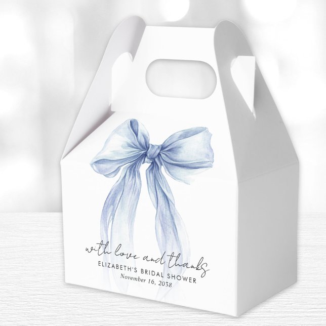 Blue Coquette Bow Bridal Shower Thank You Favor Box (Creator Uploaded)