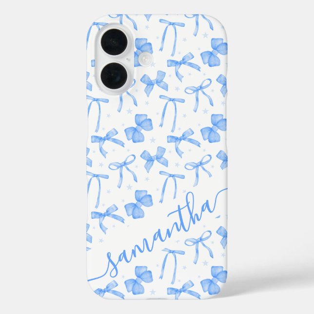 Blue Coquette Bow Custom Name  Case-Mate iPhone Case (Back)