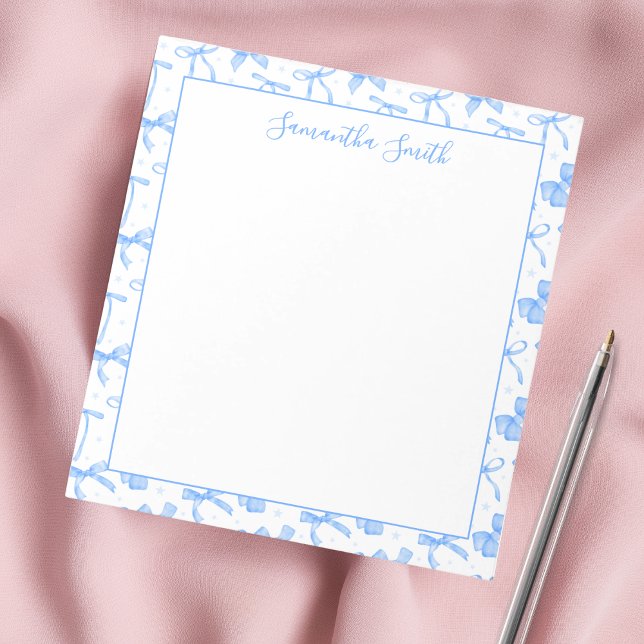 Blue Coquette Bow Custom Name  Notepad (Creator Uploaded)