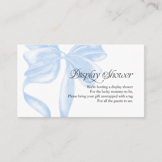 Blue Coquette Bow Display Shower Enclosure Card (Front)