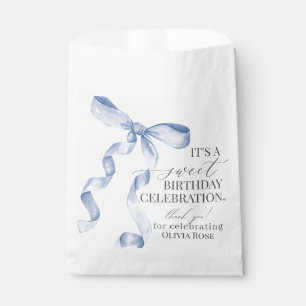 Blue Coquette Bow Girl Birthday Party Dessert Favour Bag