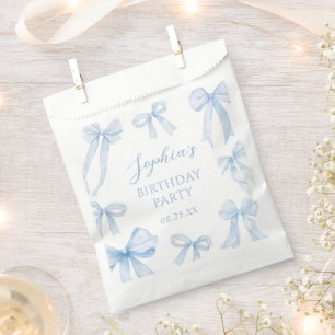 Blue Coquette Bow Girl Birthday Party Favour Bag