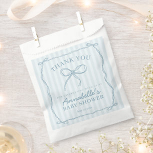 Blue Coquette Bow Pastel Baby Shower Dessert Favour Bag