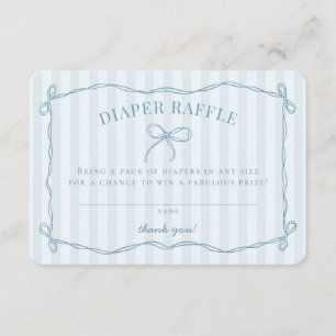 Blue Coquette Bow Pastel Baby Shower Diaper Raffle Enclosure Card