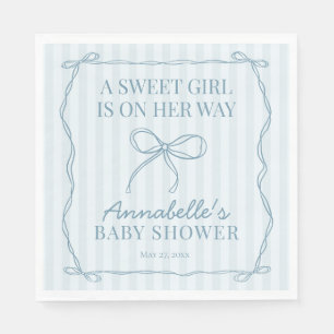 Blue Coquette Bow Pastel Baby Shower Table Decor Napkin