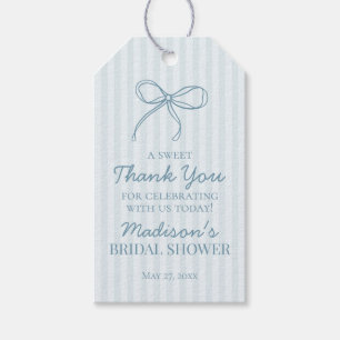 Blue Coquette Bow Pastel Bridal Shower Favor Gift Tags