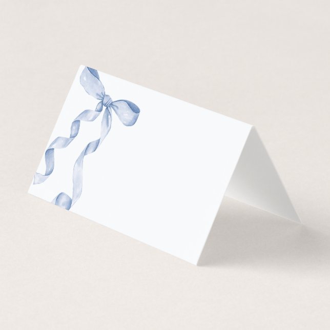 Blue Coquette Bow Place Card Table Decor (Front)