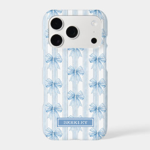 Blue Coquette Bows on Stripes Monogrammed