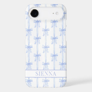 Blue Coquette Bows Striped Monogrammed
