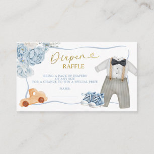 Blue Coquette Boy Baby Blothes Diaper Raffle Enclosure Card