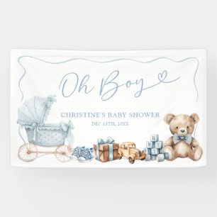 Blue Coquette Carriage Baby Shower Large Banner