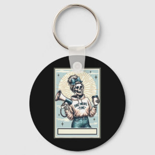 Blue Coquette Cheer Coach Skeleton Tarot Card Chee Keychain