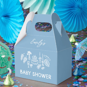 Blue coquette modern hand drawn baby shower favor box