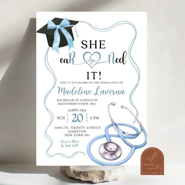 Blue Coquette Nurse Graduation Invitation (Creator Uploaded)