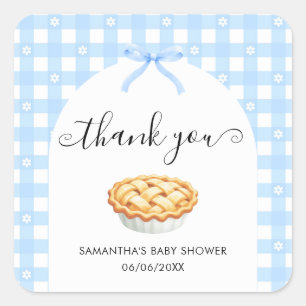 Blue Coquette Pie Baby Shower Thank You Square Sticker