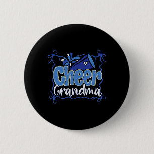 Blue Coquette Pom Poms Bow Cheer Grandma G-ma Chee 2 Inch Round Button