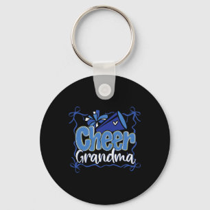 Blue Coquette Pom Poms Bow Cheer Grandma G-ma Chee Keychain