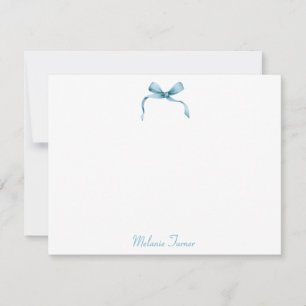 Blue Coquette Ribbon Personalized Note Cards