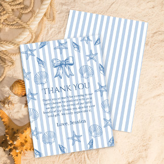 Blue Coquette Seashells Baby Shower Thank You Card