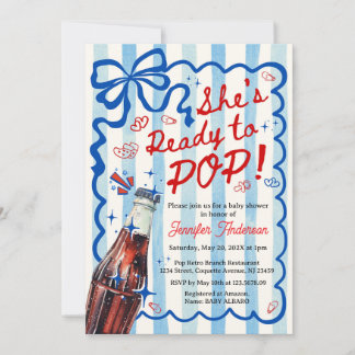 Blue Coquette She is Ready to POP Invitation