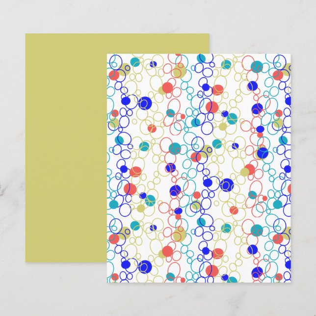 Blue Coral Aqua Circles Ovals Scrapbook Paper (Front/Back)