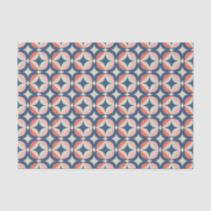 Blue & Coral Geometric Pattern Tissue Paper