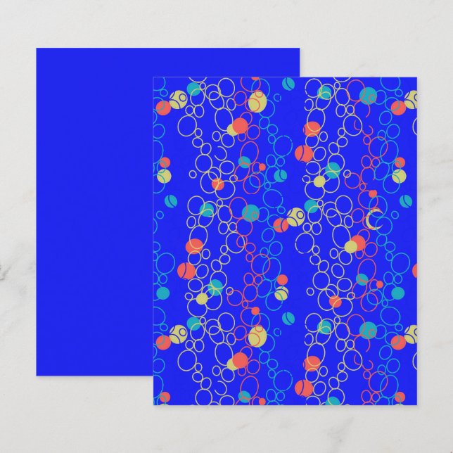 Blue Coral Gold Aqua Circle Scrapbook Paper (Front/Back)
