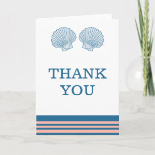 Blue Coral Nautical Seashells Thank You Card